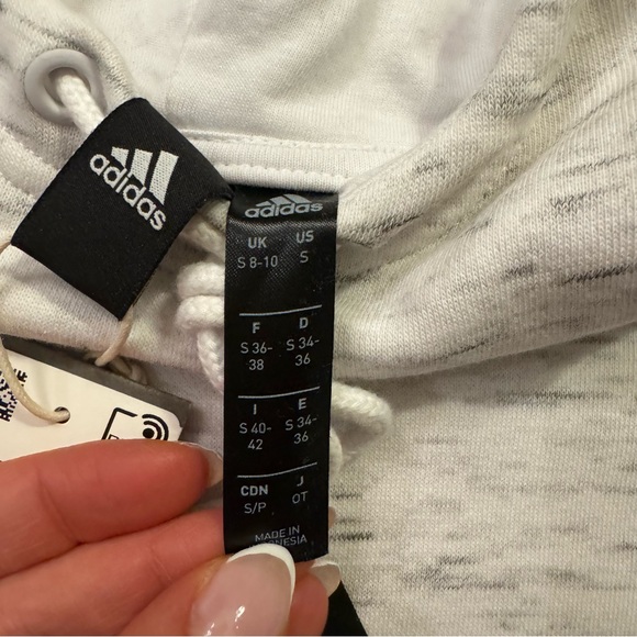 NWT Adidas white / heather gray hoodie - size small - Picture 4 of 6